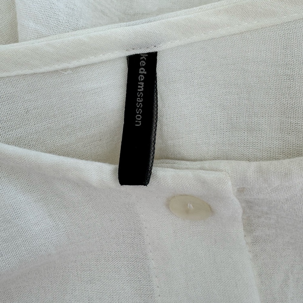 Kedem Sasson Langelook White Linen One Size Top Tunic Blouse Off White EUC - Picture 10 of 11